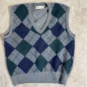 Vintage Lurisia Wool + Angora Argyle Vest Size 42